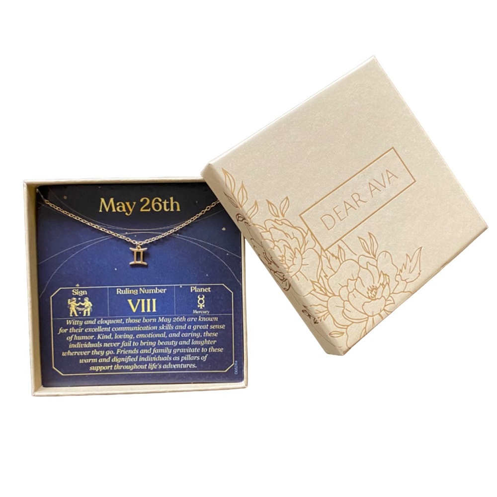 Dear Ava Gemini May 26th Zodiac Necklace